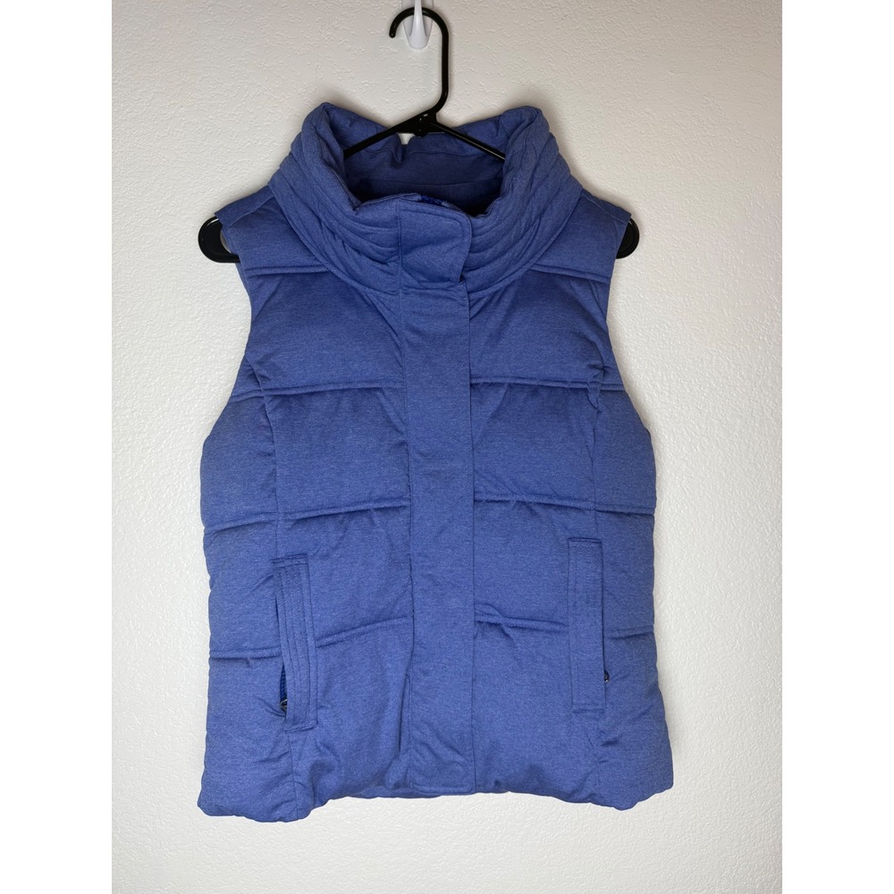 Athleta‎ Seeker Puffer Vest Women's M Sapphire Blue Magnetic Zip Pockets 438765